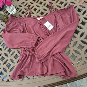 Willow and Root Off the shoulder Peplum top